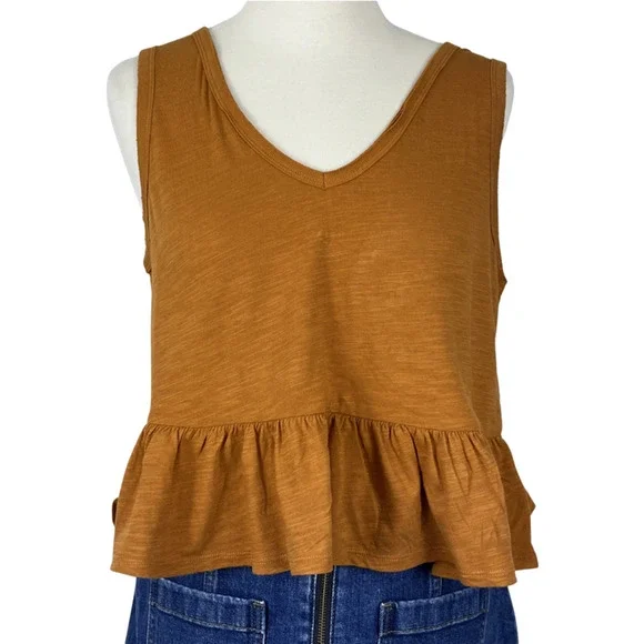 Wild Fable Rust Heritage Peplum V-Neck Tank Top Size Small - Picture 5 of 9